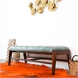 Friendswood Mid-Century Modern Upholstered Leather Bench in Green