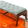 Friendswood Mid-Century Modern Upholstered Leather Bench in Green