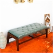 Friendswood Mid-Century Modern Upholstered Leather Bench in Green