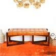 Pearland Mid-Century Modern Upholstered Leather Bench in Tan