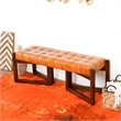 Pearland Mid-Century Modern Upholstered Leather Bench in Tan