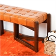Pearland Mid-Century Modern Upholstered Leather Bench in Tan