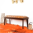 Brookside Mid-Century Modern Upholstered Leather Bench in Tan
