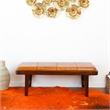 Graceland Mid-Century Modern Upholstered Leather Bench in Tan
