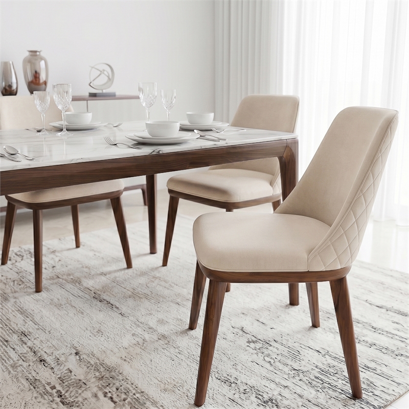 Barrett Mid-Century Velvet Dining Chair in Beige (Set of 2)