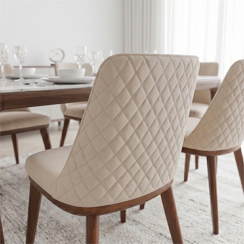 Barrett Mid-Century Velvet Dining Chair in Beige (Set of 2)