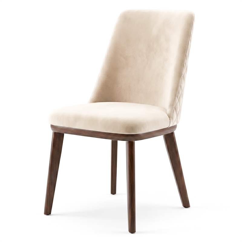 Barrett Mid-Century Velvet Dining Chair in Beige (Set of 2)