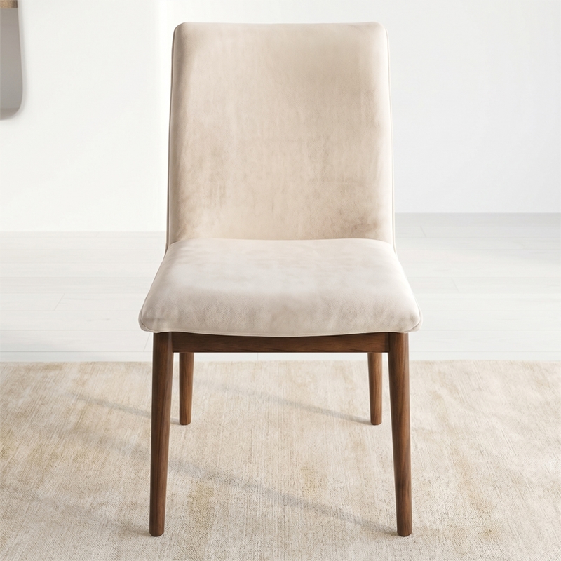Magnolia Mid-Century Velvet Dining Chair in Beige (Set of 2)