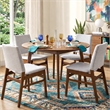 Kosico Modern Solid Wood Dining Chair in Light Gray Fabric (Set Of 2)