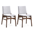Kosico Modern Solid Wood Dining Chair in Light Gray Fabric (Set Of 2)