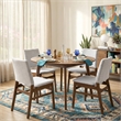 Kosico Modern Solid Wood Dining Chair in Light Gray Fabric (Set Of 2)