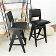 Montego Mid Century Modern Bar Stool in Black PU Leather