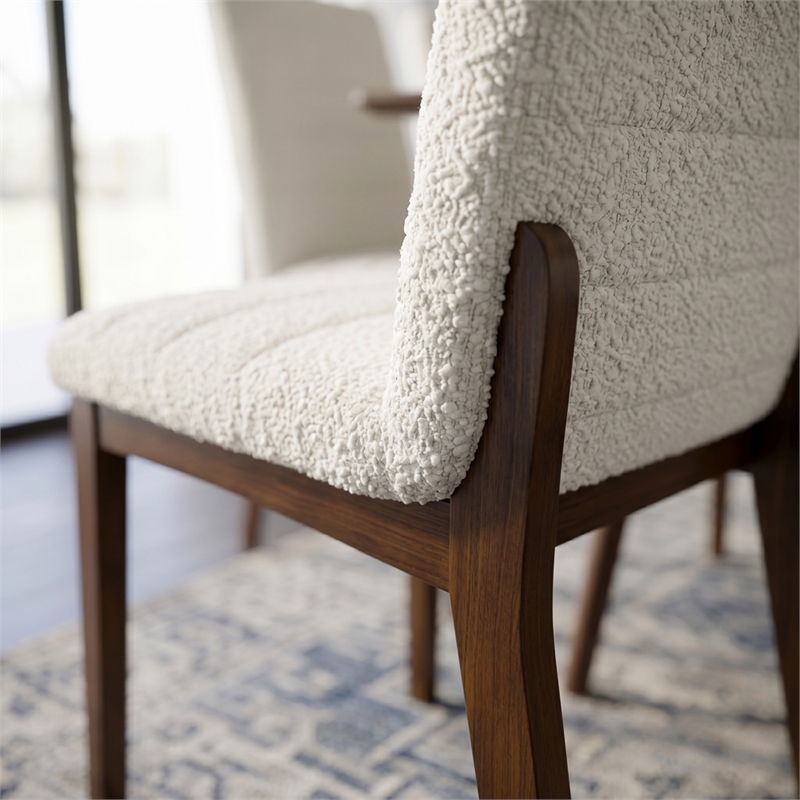 Seattle Mid Century Modern Dining Chairs in White Fabric ( Set Of 2)