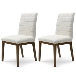 Seattle Mid Century Modern Dining Chairs in White Fabric ( Set Of 2)