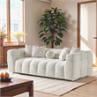 Phoenix Ivory Chenille Upholstered 3-Seater Sofa with Tufting and Accent Pillows
