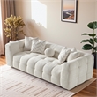 Phoenix Ivory Chenille Upholstered 3-Seater Sofa with Tufting and Accent Pillows