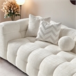 Phoenix Ivory Chenille Upholstered 3-Seater Sofa with Tufting and Accent Pillows