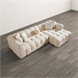 Phoenix Mid Century Living Room Puffy Sectional Fabric Sofa in Ivory Boucle