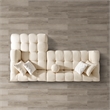 Phoenix Mid Century Living Room Puffy Sectional Fabric Sofa in Ivory Boucle