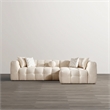 Phoenix Mid Century Living Room Puffy Sectional Fabric Sofa in Ivory Boucle