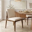 Portland Mid Century Modern Dining Chairs in Cream Fabric ( Set Of 2)