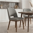 Tucson Mid Century Modern Dining Chairs in Light Gray Fabric ( Set Of 2)