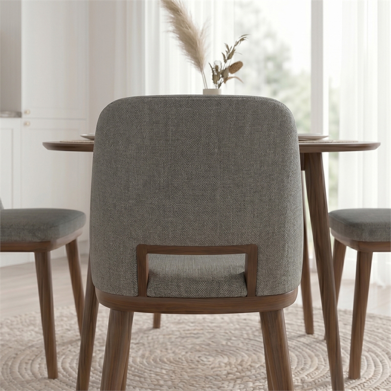 Tucson Mid Century Modern Dining Chairs in Light Gray Fabric ( Set Of 2)