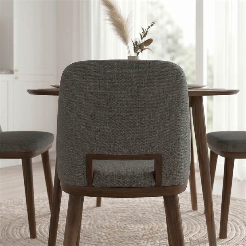 Tucson Mid Century Modern Dining Chairs in Dark Gray Fabric ( Set Of 2)