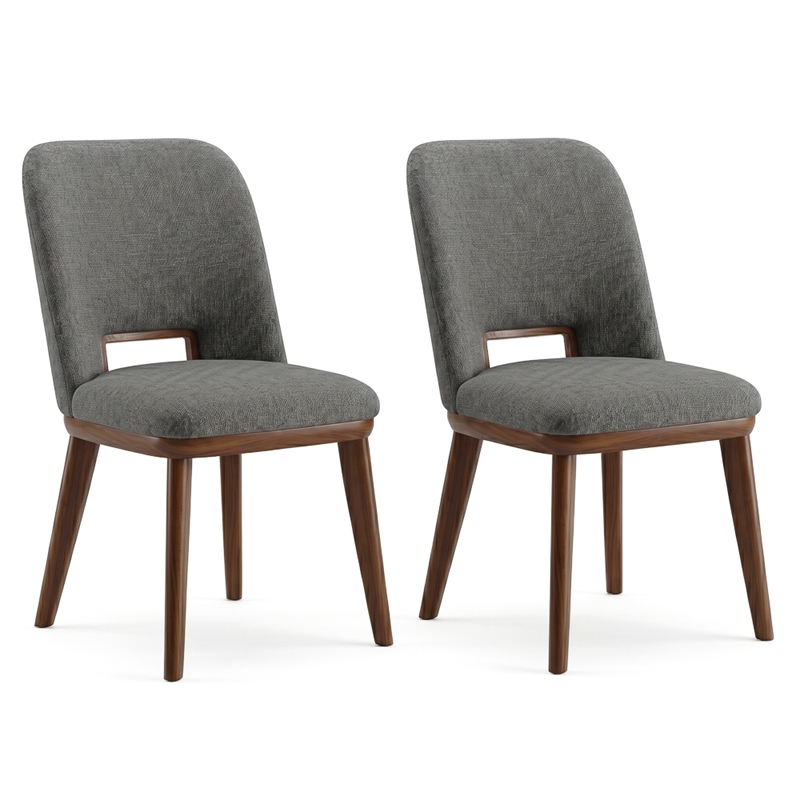 Tucson Mid Century Modern Dining Chairs in Dark Gray Fabric ( Set Of 2)
