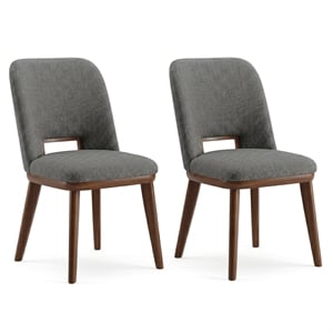 Tucson Mid Century Modern Dining Chairs in Dark Gray Fabric ( Set Of 2)