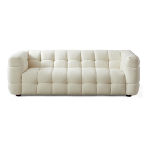 Hollis Mid Century Modern Living Room Cream Boucle Fabric Sofa