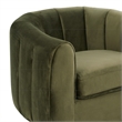Chaldon Modern Living Room Round Back Velvet Swivel Chair in Green