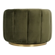 Chaldon Modern Living Room Round Back Velvet Swivel Chair in Green