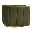 Chaldon Modern Living Room Round Back Velvet Swivel Chair in Green