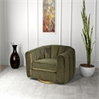Chaldon Modern Living Room Round Back Velvet Swivel Chair in Green