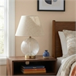 Tranquil Glow Serenity Round Ribbed Glass&Metal Brass Table Lamp