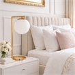 Enigmatic Glow Velvet Globe Brass Metal Table Lamp