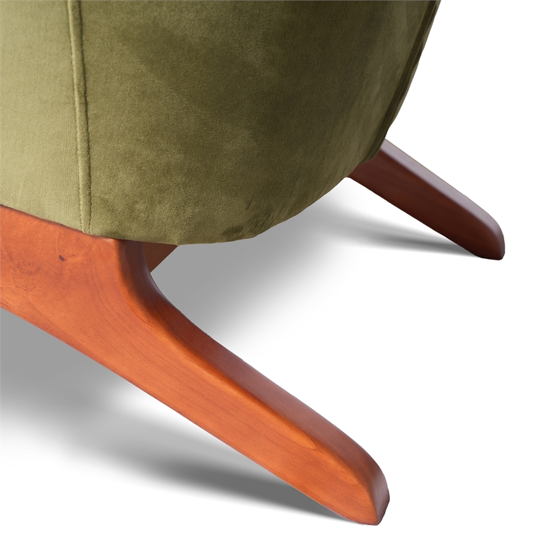 Gatsby Mid Century Furniture Style Comfy Velvet Accent Armchair in Olive Green