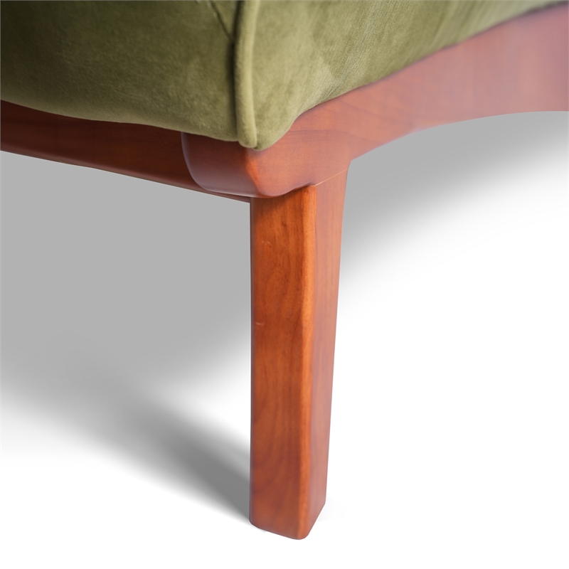 Gatsby Mid Century Furniture Style Comfy Velvet Accent Armchair in Olive Green