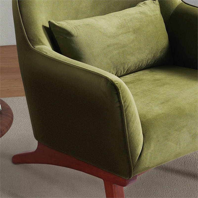Gatsby Mid Century Furniture Style Comfy Velvet Accent Armchair in Olive Green