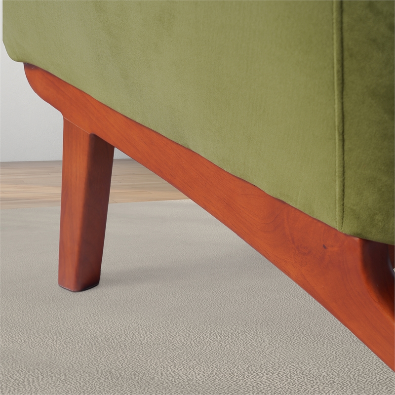Gatsby Mid Century Furniture Style Comfy Velvet Accent Armchair in Olive Green