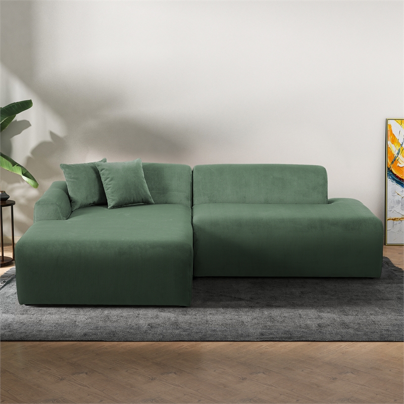Chapman Corduroy Fabric Living Room L-Shaped Left Sectional Sofa in Green