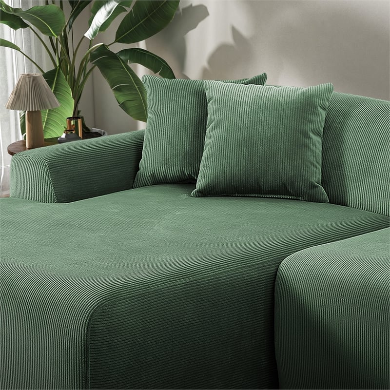 Chapman Corduroy Fabric Living Room L-Shaped Left Sectional Sofa in Green