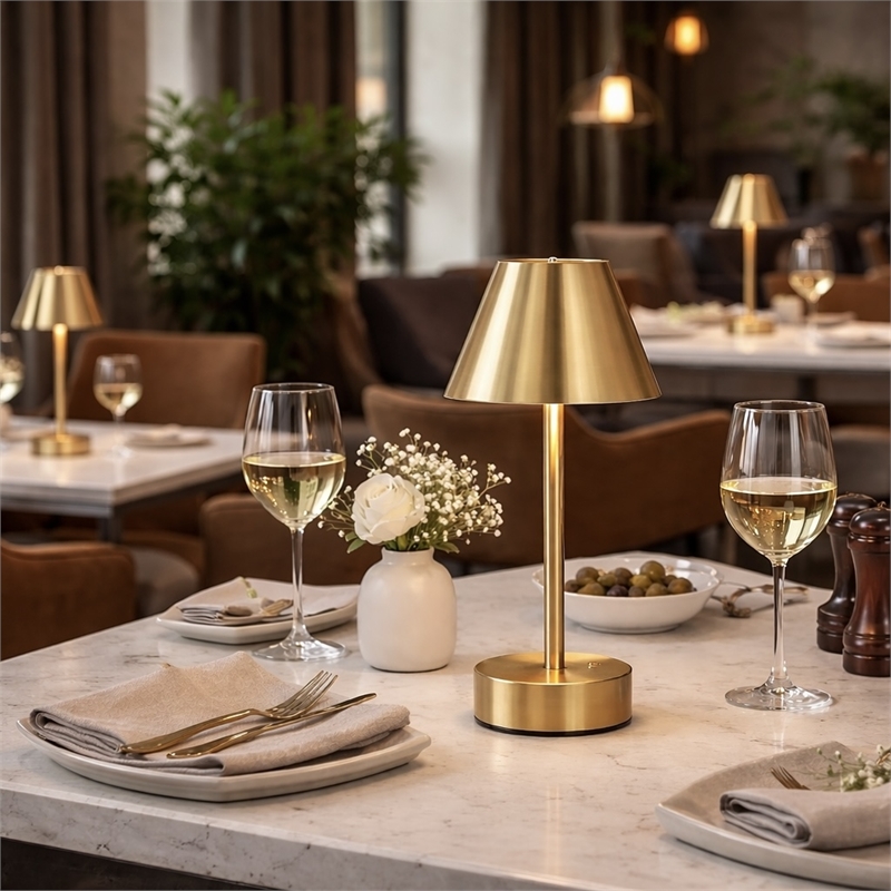 Lumina Rechargeable Plated Brass LED Metal Table Lamp