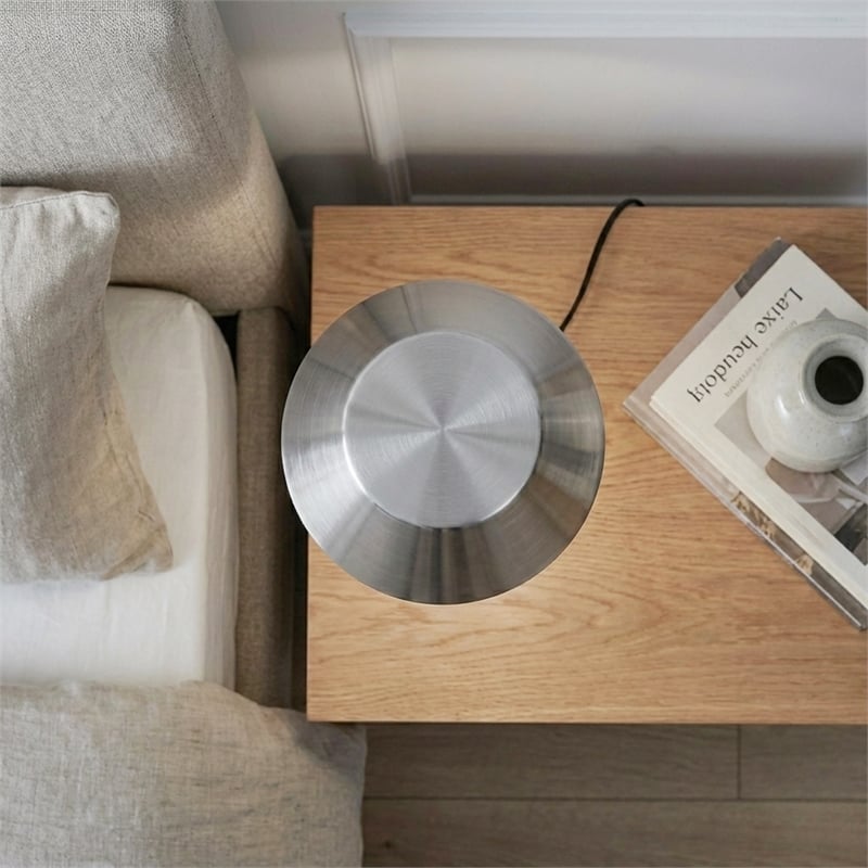 Lumina Rechargeable Brushed Steel Metal LED Table Lamp