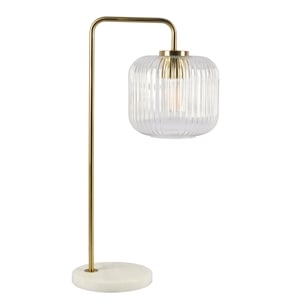 Brilliant Glow Clear Glass White Marble Table Lamp