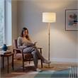 Radiant Horizon Wood Rattan Tube Gold Metal Brass Floor Lamp
