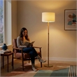 Radiant Horizon Wood Rattan Tube Gold Metal Brass Floor Lamp