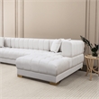 Luna Mid-Century Modern U-Shape Ivory Velvet Corner Sectional Sofa