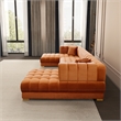 Luna Mid-Century Modern U-Shape Cognac Tan Velvet Corner Sectional Sofa